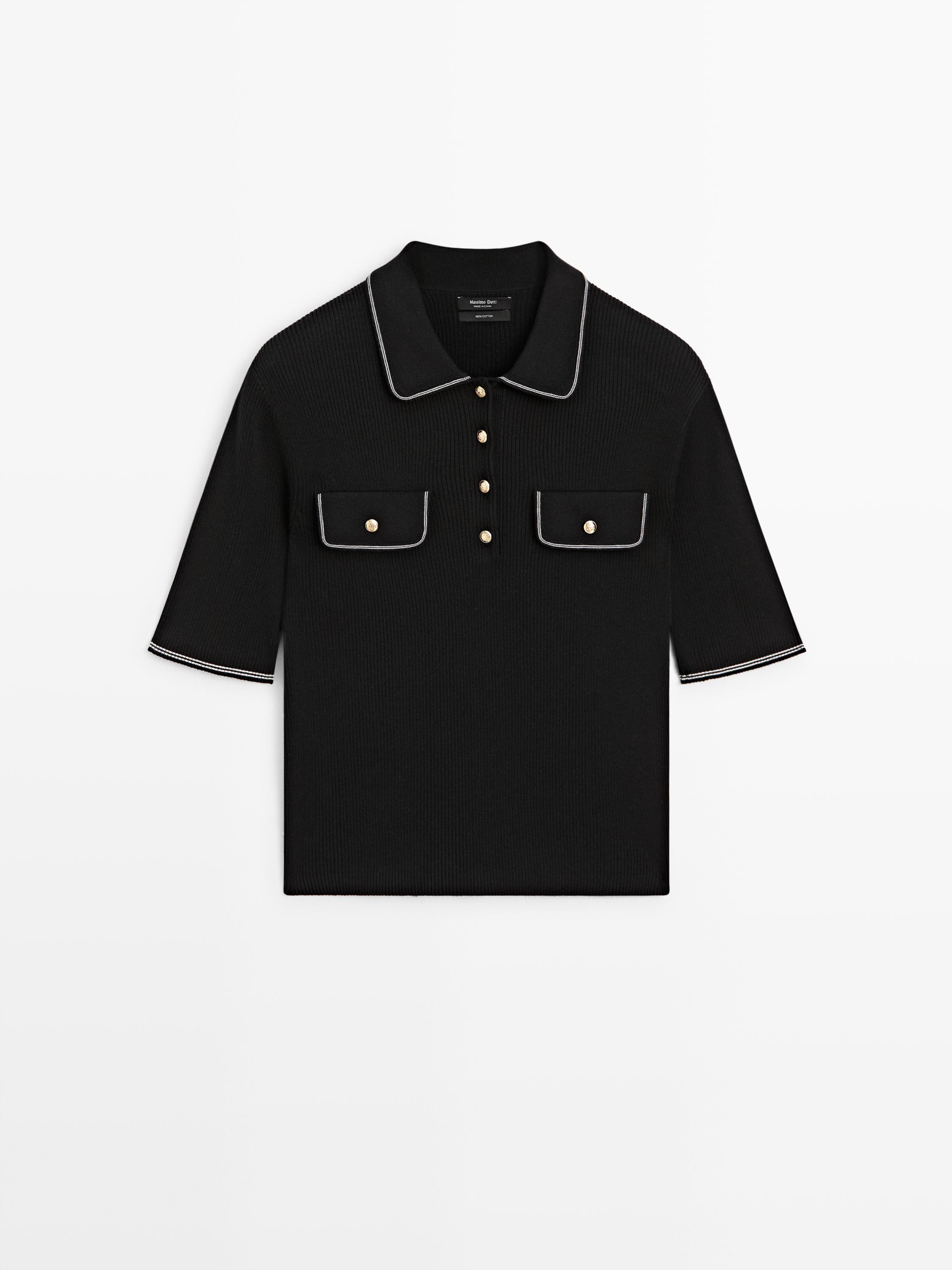 Polo détail contrastant en maille de coton